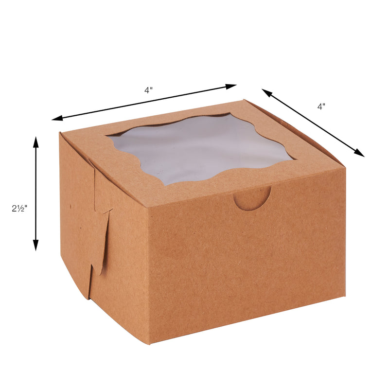 Pastry Boxes with Window | 50 Pack - Brown - Events and Crafts-Dulcet Delights