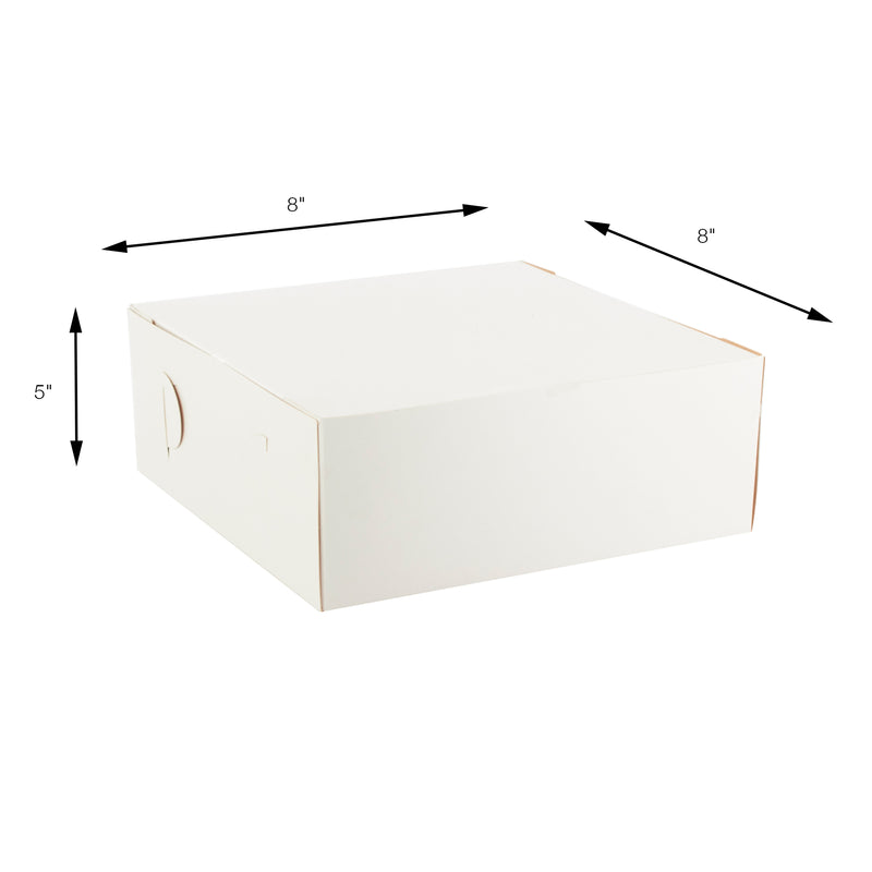 Cake & Pastry Box - 8"W x 8"L x 5"H - Set of 100 - White - Events and Crafts-Dulcet Delights