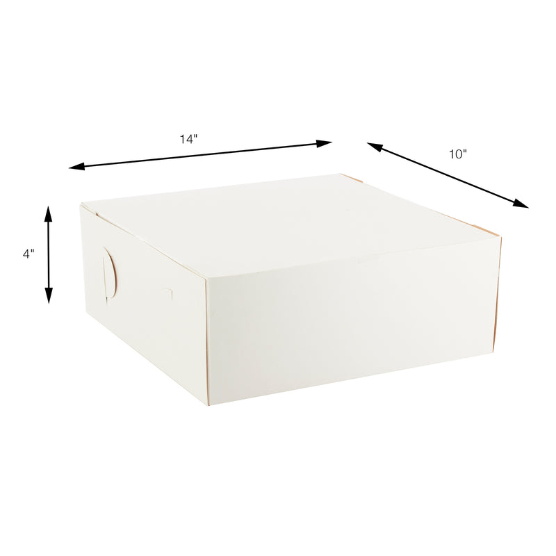 Cake & Pastry Box - 14"W x 10"L x 4"H - Set of 100 - White - Events and Crafts-Dulcet Delights