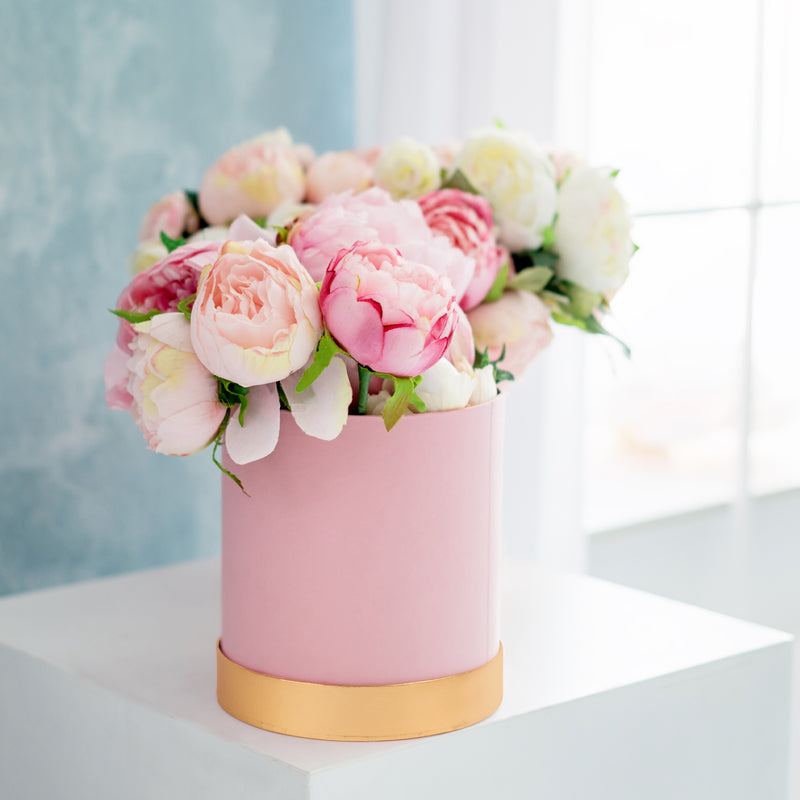 Nested Floral Boxes 3pc/set - Blush with Gold Lid - Events and Crafts-Simply Elegant