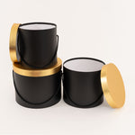 Nested Floral Boxes 3pc/set - Black with Gold Lid - Events and Crafts-Simply Elegant