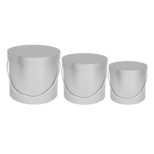 Nested Floral Boxes 3pc/set - All Silver