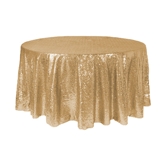 Round Sequin Table Cover - 108 Inches - Champagne