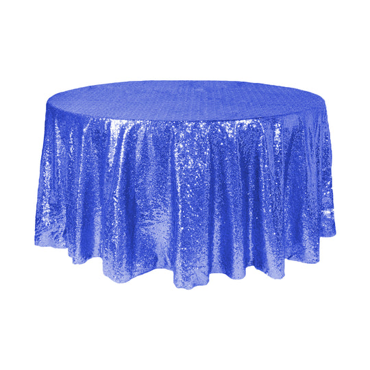 Round Sequin Table Cover - 108 Inches - Royal Blue