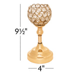 Crystal Ball Candle Holder 9.5" - Gold