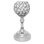 Crystal Ball Candle Holder 9.5" - Silver