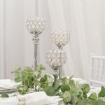 Crystal Ball Candle Holder 9.5" - Silver