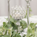 Crystal Ball Candle Holder 9.5" - Silver