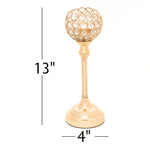 Crystal Ball Candle Holder 13" - Gold