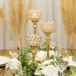 Crystal Ball Candle Holder 9.5" - Gold