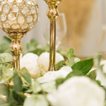 Crystal Ball Candle Holder 13" - Gold