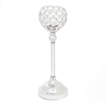 Crystal Ball Candle Holder 13" - Silver