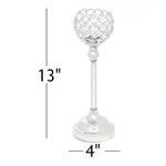 Crystal Ball Candle Holder 13" - Silver