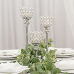 Crystal Ball Candle Holder 13" - Silver