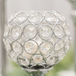 Crystal Ball Candle Holder 13" - Silver