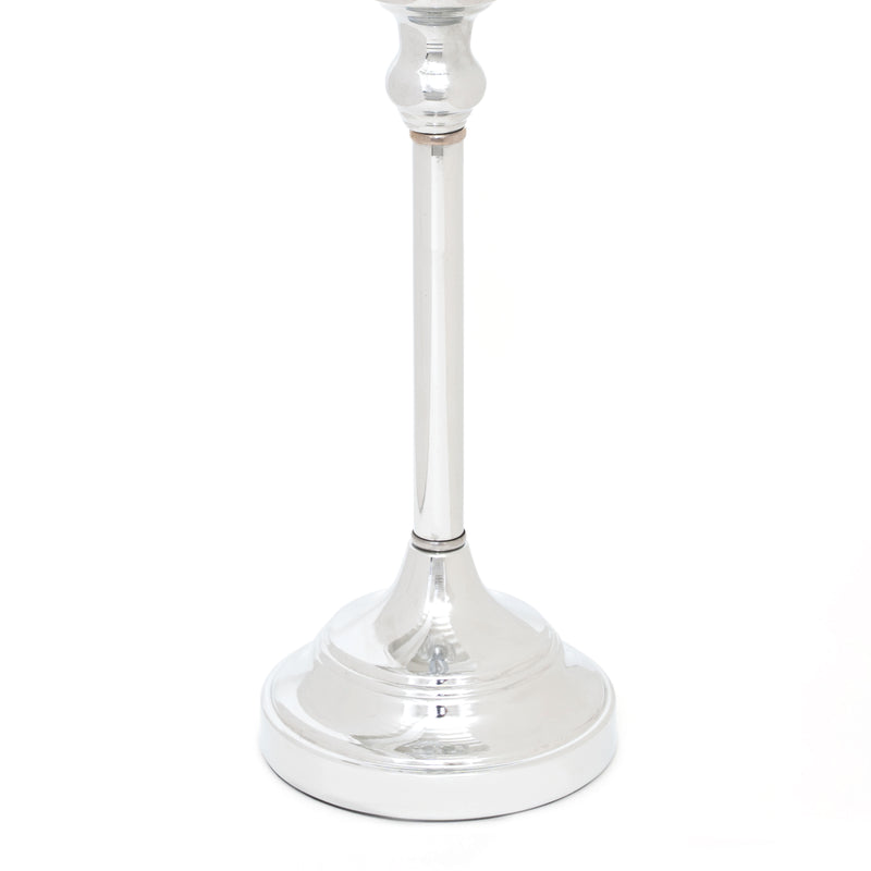 Crystal Ball Candle Holder 13" - Silver