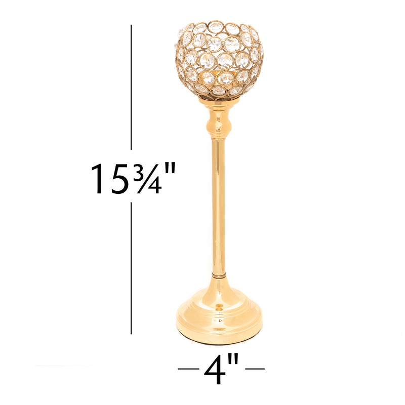 Crystal Ball Candle Holder 15.75" - Gold