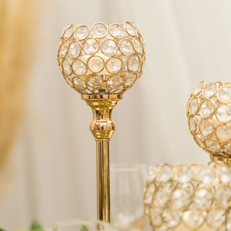 Crystal Ball Candle Holder 15.75" - Gold