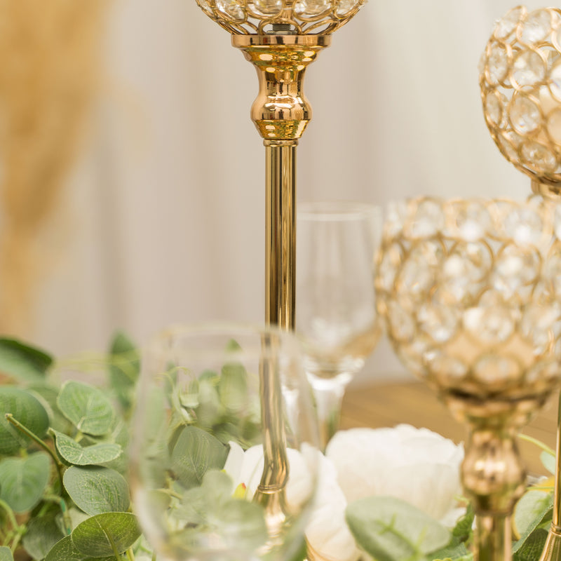 Crystal Ball Candle Holder 15.75" - Gold