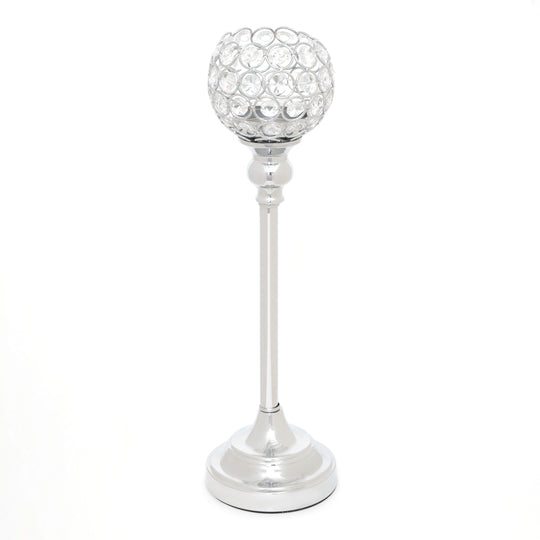 Crystal Ball Candle Holder 15.75" - Silver