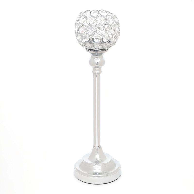 Crystal Ball Candle Holder 15.75" - Silver