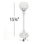 Crystal Ball Candle Holder 15.75" - Silver