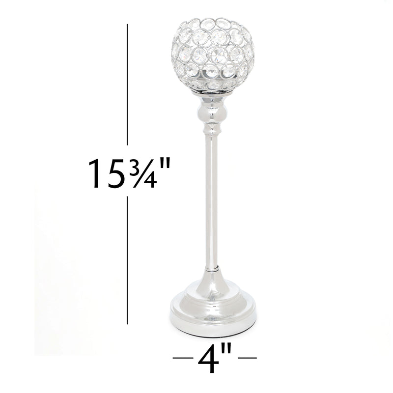 Crystal Ball Candle Holder 15.75" - Silver