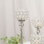 Crystal Ball Candle Holder 15.75" - Silver