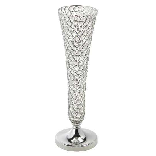 Crystal Trumpet Vase for Flowers 23" - Silver