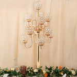 Crystal Candelabra Globe Seville 38" - Gold