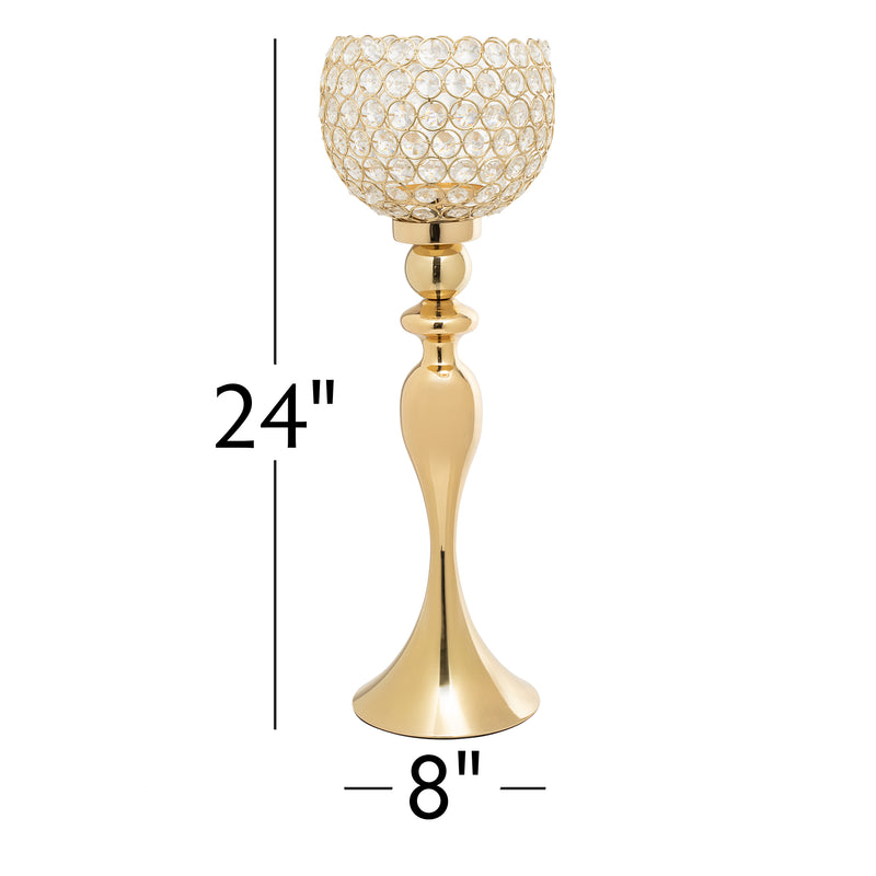 Crystal Candle Holder 24" - Gold