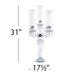 Crystal 5 Arm Candelabra with Glass Hurricane Globes 31"