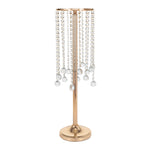 Crystal Beaded Metal Chandelier Pedestal Stand 27.25" - Gold