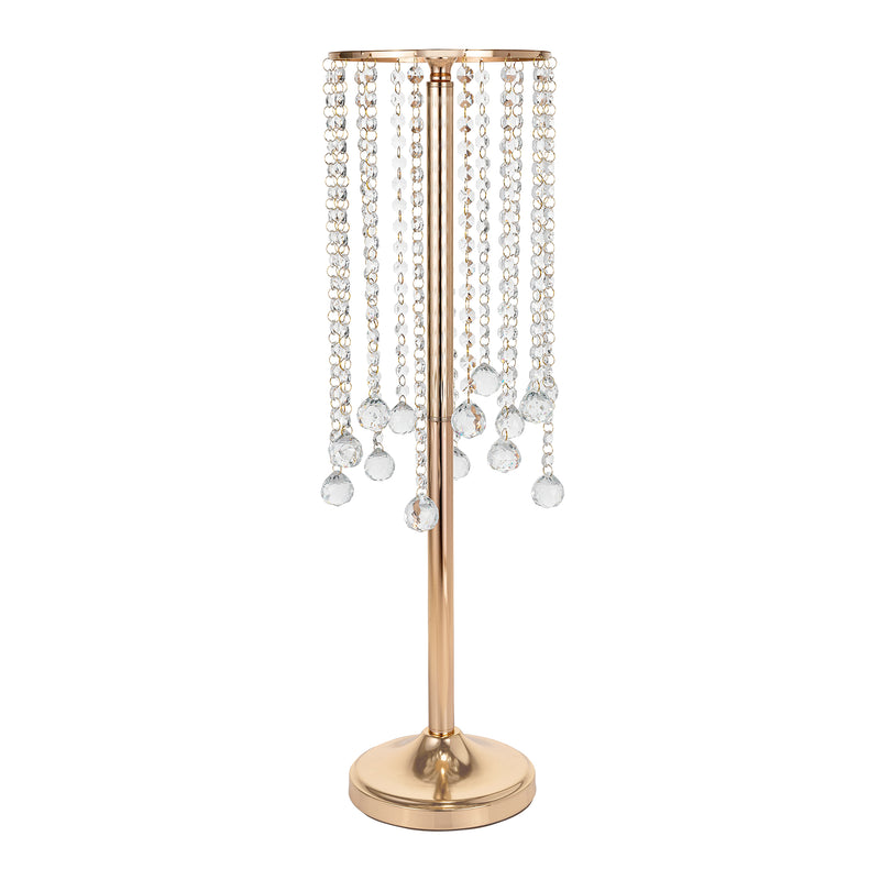 Crystal Beaded Metal Chandelier Pedestal Stand 27.25" - Gold