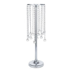 Crystal Beaded Metal Chandelier Pedestal Stand 27.25" - Silver