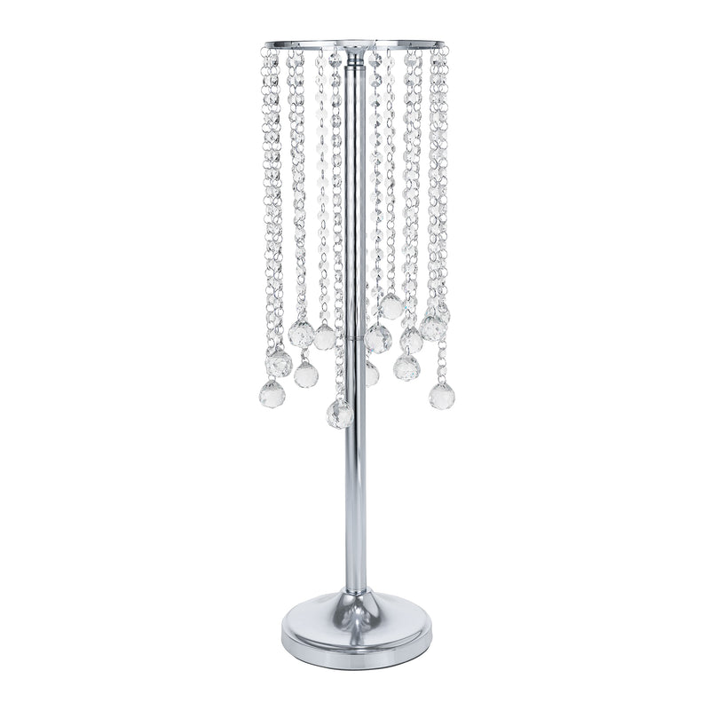 Crystal Beaded Metal Chandelier Pedestal Stand 27.25" - Silver