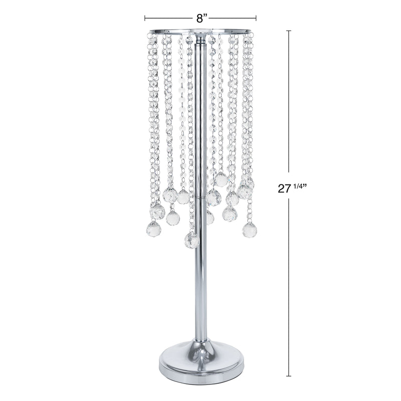 Crystal Beaded Metal Chandelier Pedestal Stand 27.25" - Silver