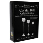 Crystal Ball Candle Holder 3 Piece Set - Silver