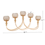 Crystal Bead Tabletop Low Candelabra 13.25" - Gold