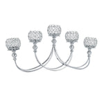 Crystal Bead Tabletop Low Candelabra 13.25" - Silver