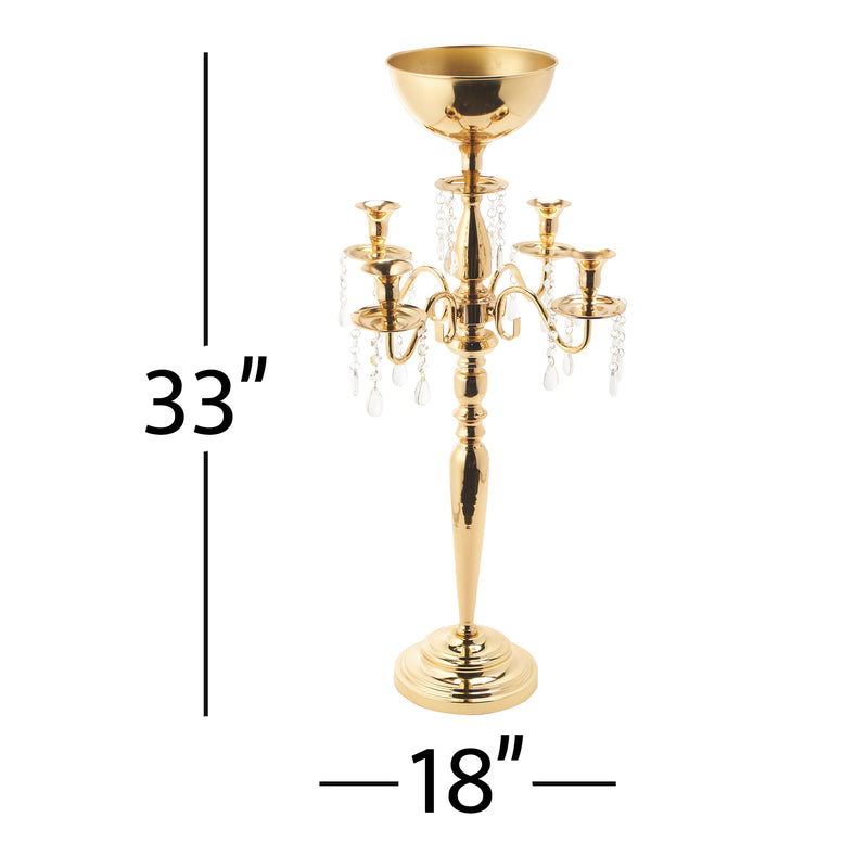 Classic Floral Candelabra 33" - Gold