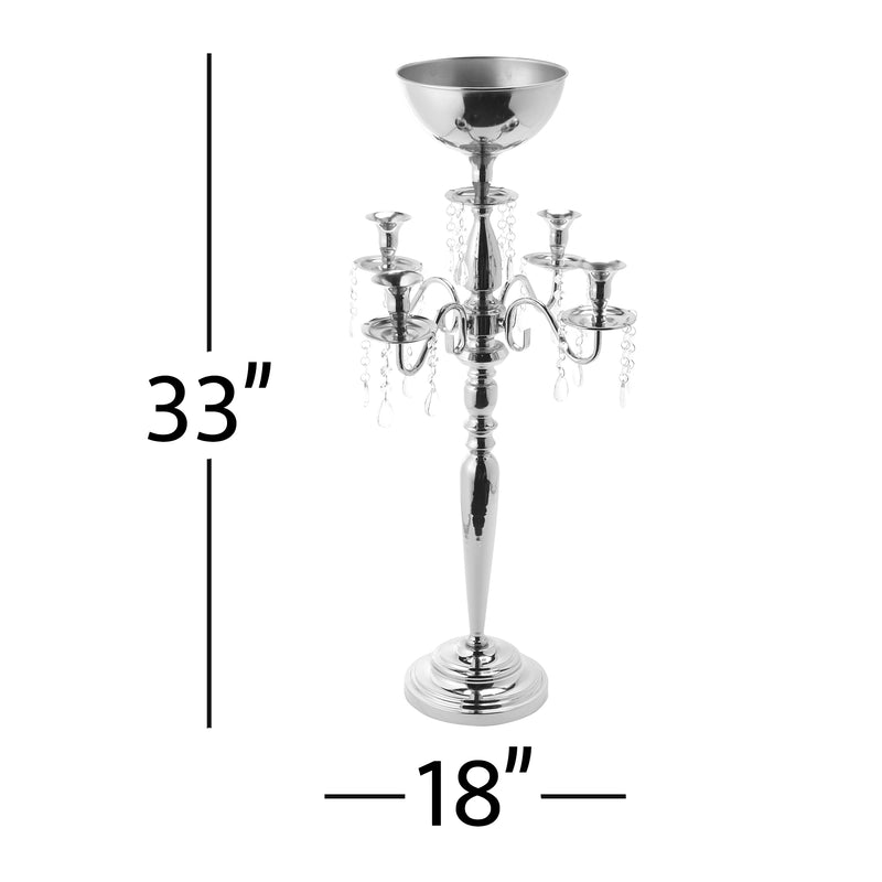 Classic Floral Candelabra 33" - Silver