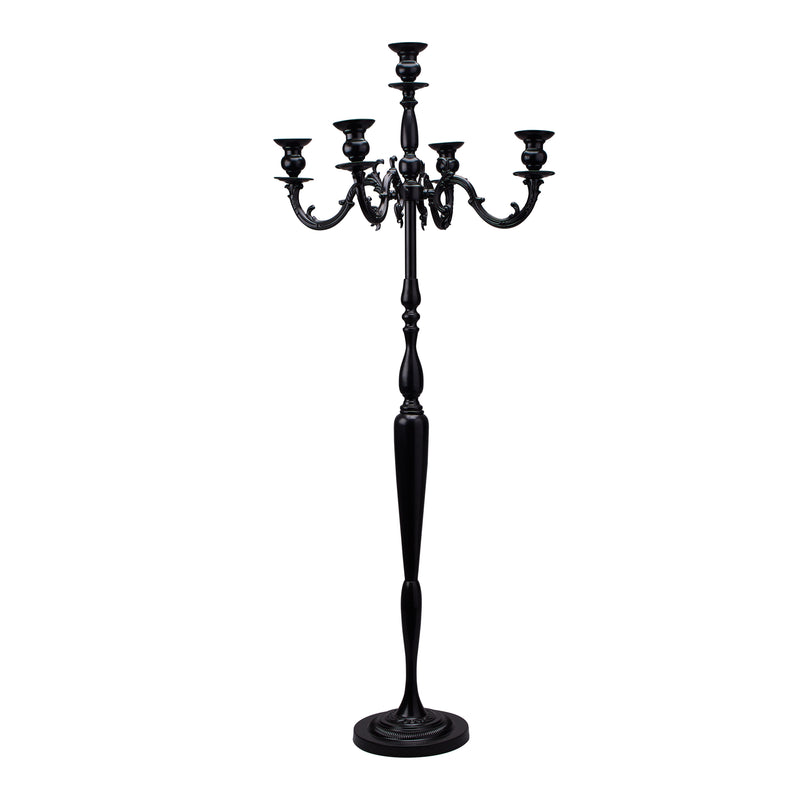 Candelabra 5 Arm Pillar Candle Holder 60½" - Black