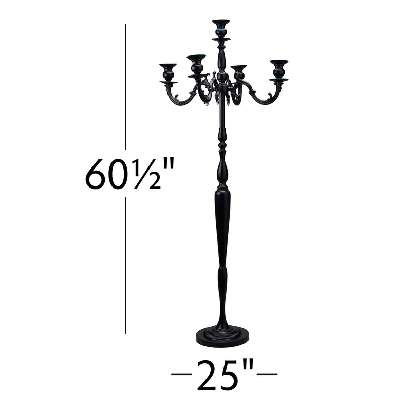 Candelabra 5 Arm Pillar Candle Holder 60½" - Black