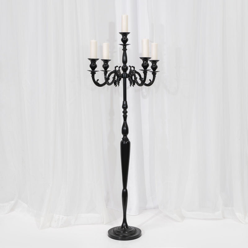 Candelabra 5 Arm Pillar Candle Holder 60½" - Black