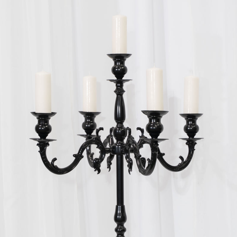 Candelabra 5 Arm Pillar Candle Holder 60½" - Black