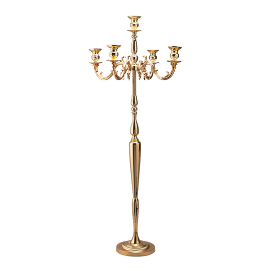 Candelabra 5 Arm Pillar Candle Holder 60½" - Gold