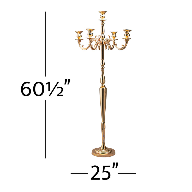 Candelabra 5 Arm Pillar Candle Holder 60½" - Gold