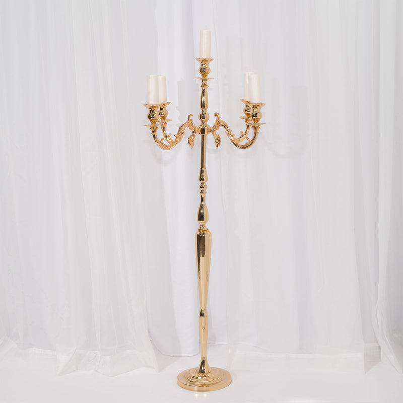 Candelabra 5 Arm Pillar Candle Holder 60½" - Gold