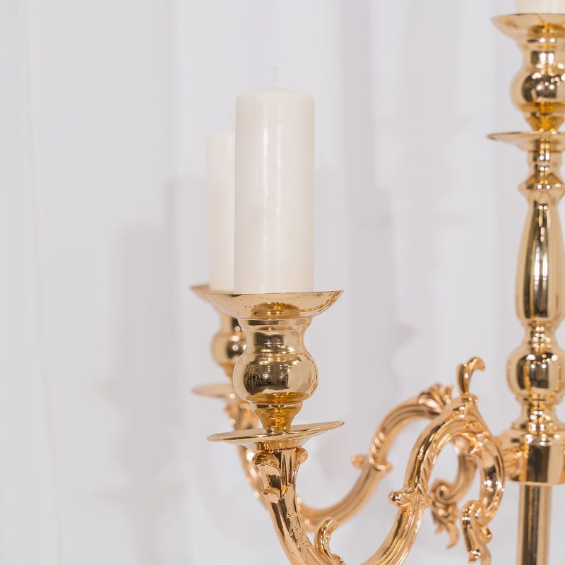 Candelabra 5 Arm Pillar Candle Holder 60½" - Gold